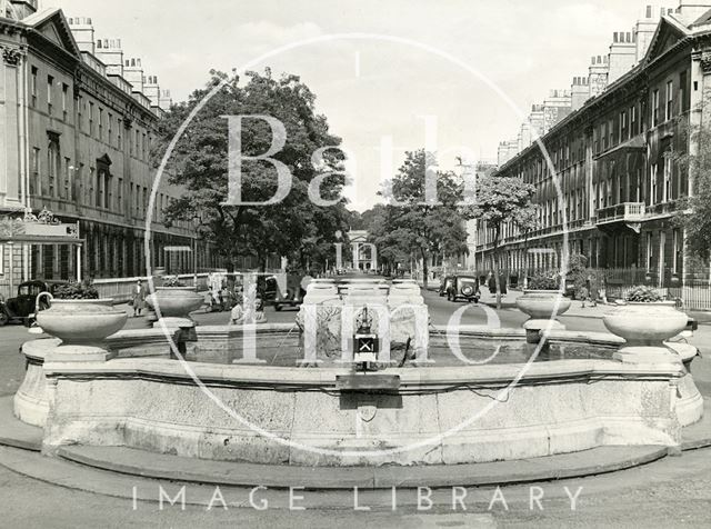 The fountain at Laura Place, Bath 1959