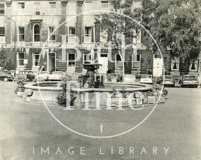 The fountain at Laura Place, Bath 1960s