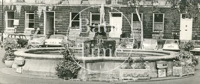 The fountain at Laura Place, Bath 1960s