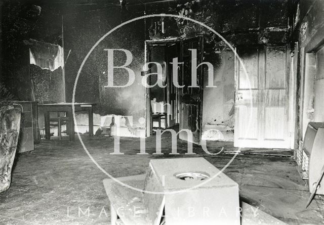 Fire damage inside a flat in Johnstone Street, Bath 1991