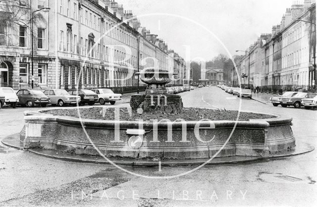 The fountain at Laura Place, Bath 1977