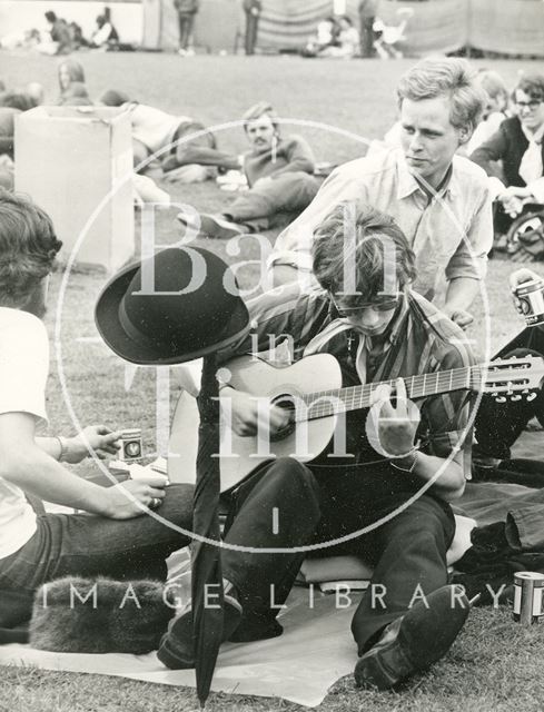 Festival goers at the Bath Blues Festival, Twerton Park, Bath 1970