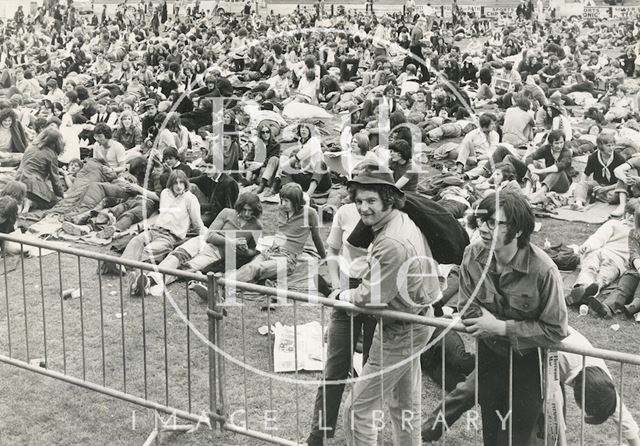 Festival goers at the Bath Blues Festival, Twerton Park, Bath 1970