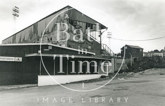 The aftermath of a fire at Twerton Park, Bath 1990