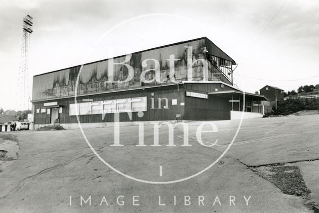 The aftermath of a fire at Twerton Park, Bath 1990