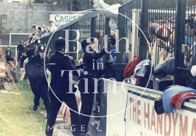 Crowd control at Twerton Park, Bath 1987