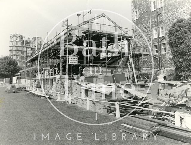 The renovation of the rugby stand at the Recreation Ground, Bath 1982