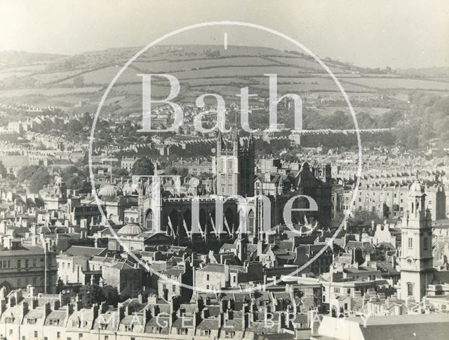 View of Bath Abbey from the roof of the Forum c.1935