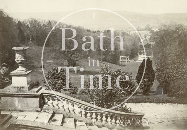 View from the terrace of Prior Park towards the Palladian Bridge, Bath c.1900