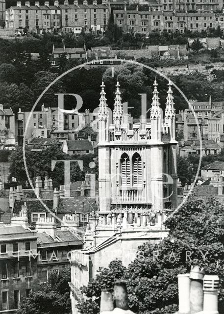 View of St. Mary's Church from Bathwick Hill, Bath 1964