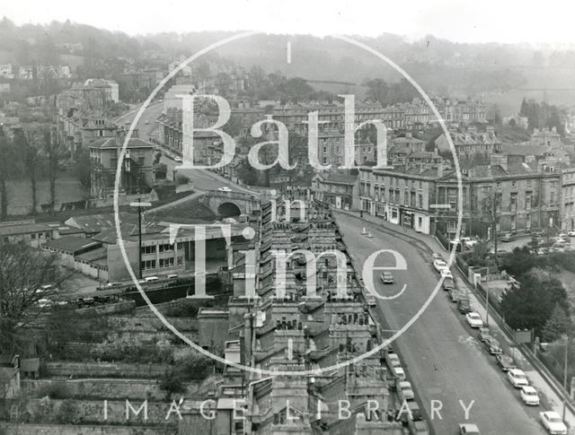 View from the top of St. Mary's Church, Bathwick looking up Bathwick Hill, Bath c.1960