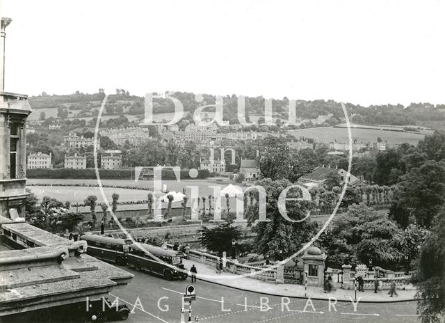 View from the Guildhall across to the Recreation Ground, Bath c.1950