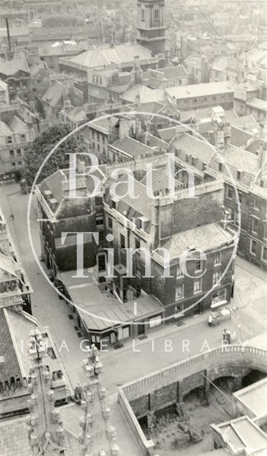 View from Bath Abbey tower looking down on York Street towards St. James's Church c.1915