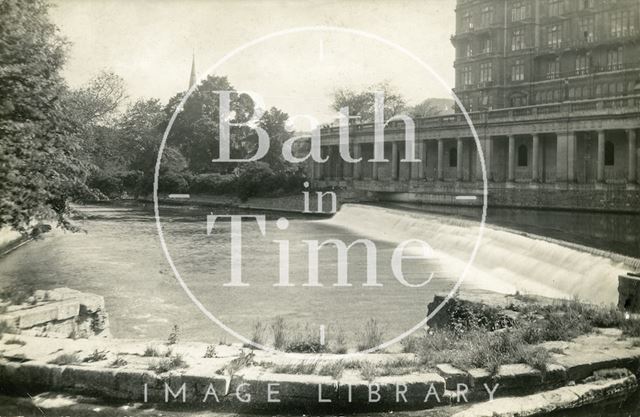 View of Pulteney Weir from the old Bathwick Mill, Bath c.1930?