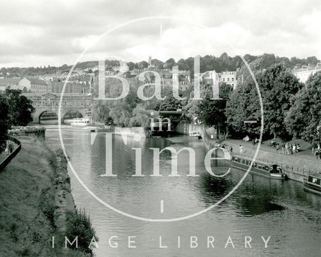 View of Pulteney Bridge and the River Avon from North Parade Bridge, Bath c.1990