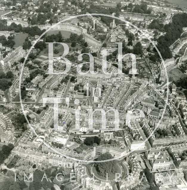 Aerial View of Bath over the Circus, Julian Road, Ballance Street and Lansdown c.1965