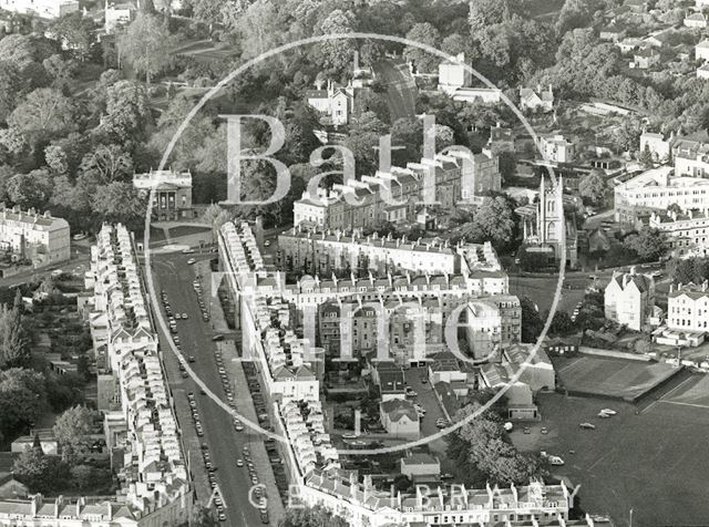 Aerial view of Great Pulteney Street looking towards Sydney Gardens, Bath 1991