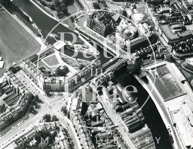 Aerial view of Bath from above Laura Place 1975