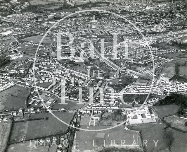 Aerial view of Rush Hill, Culverhay School, Whiteway Road, Southdown and Oldfield Park, Bath 1960s