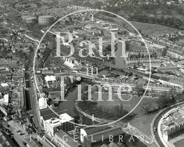 Aerial view of Green Park, Lower Bristol Road and Stothert & Pitt works, Bath 1960