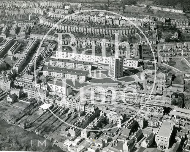 Aerial view of the Snow Hill estate, Belgrave Crescent, Camden, Bath 1960