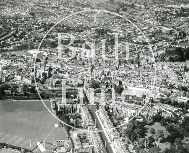 Aerial view of Bath looking over Great Pulteney Street 1966