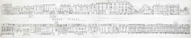 Street panorama of Broad Street, Bath 1841