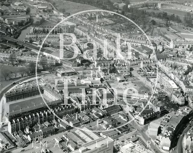 Aerial view of Kingsmead flats, Green Park and Kingsmead Street area of Bath 1960