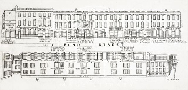 Street panorama of Old Bond Street, Bath 1841