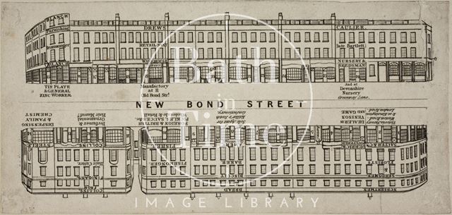 Street panorama of New Bond Street, Bath 1841