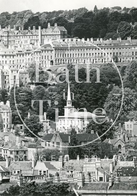 View of St. Swithin's Church, Walcot and Camden Crescent, Bath 1964