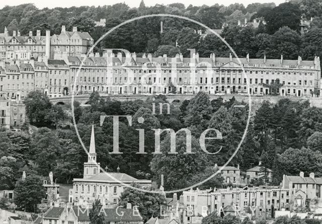 View of St. Swithin's Church, Walcot and Camden Crescent, Bath 1964