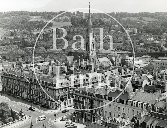 View of North Parade, Bath from the Abbey with Widcombe in the background 1970