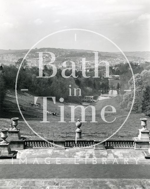 View of Bath and the Palladian Bridge from the steps at Prior Park c.1975