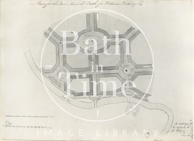 Plan of the proposed new town at Bathwick by Robert Adam for William Pulteney, Bath c.1780