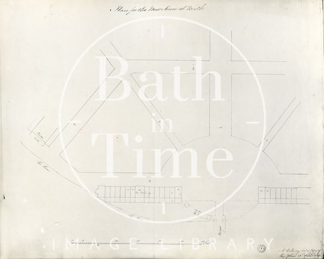 Robert Adam's proposed plan of the New Town in the area that became Laura Place, Bath 1782