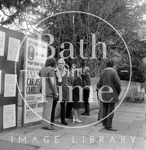 Members of the Bath Preservation Trust inspect areas to be affected by proposed new road and tunnel 1971