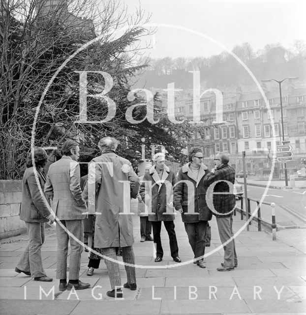 Members of the Bath Preservation Trust inspect areas to be affected by proposed new road and tunnel 1971