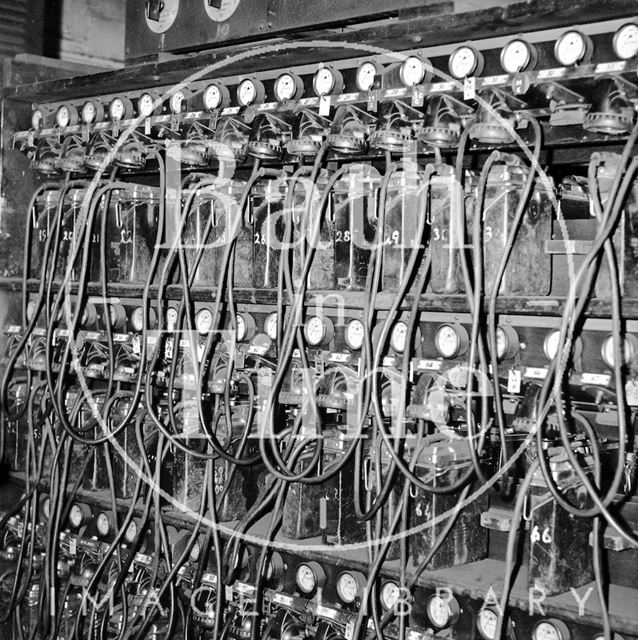 Coal miners lamps and batteries, Kilmersdon Coal Mine, Somerset 1972