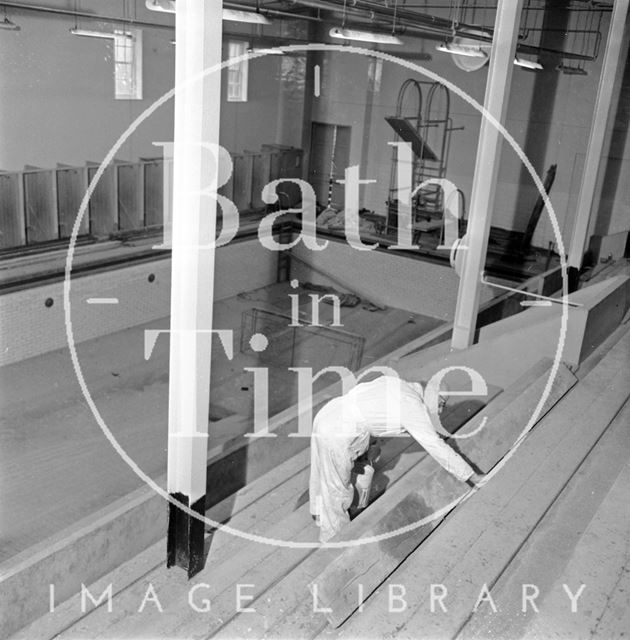 Beau Street Baths being redecorated, Bath 1972