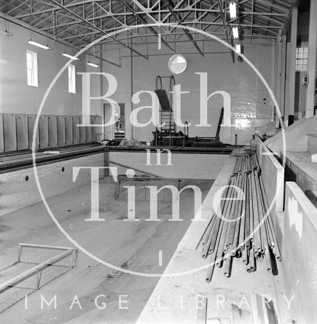 Beau Street Baths being redecorated, Bath 1972