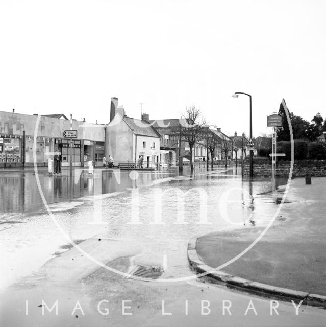 High Street, Midsomer Norton, Somerset flooded 1972