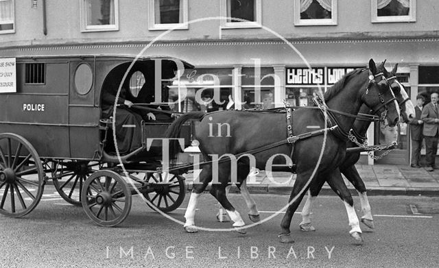 An old Bath police wagon on the streets of Bath 1972