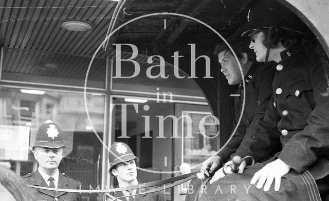 An old Bath police wagon on the streets of Bath 1972