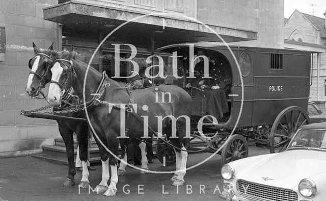 An old Bath police wagon on the streets of Bath 1972