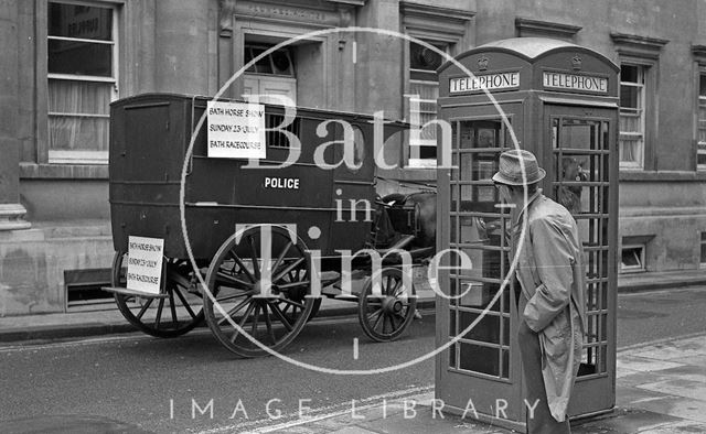 An old Bath police wagon on the streets of Bath 1972