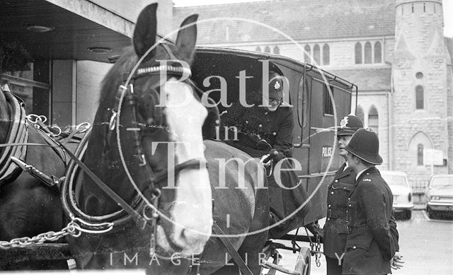 An old Bath police wagon on the streets of Bath 1972