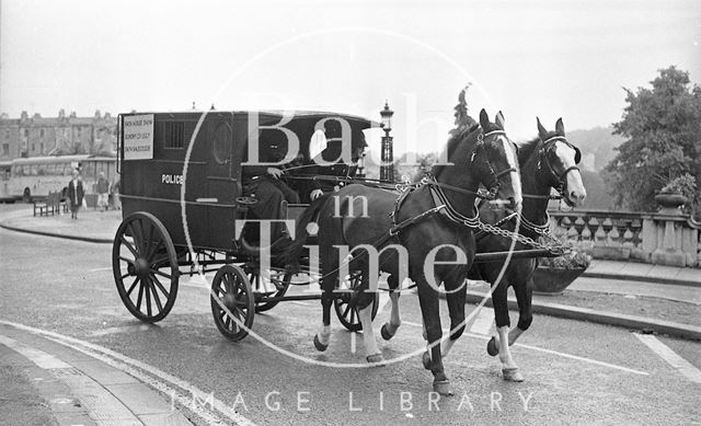 An old Bath police wagon on the streets of Bath 1972