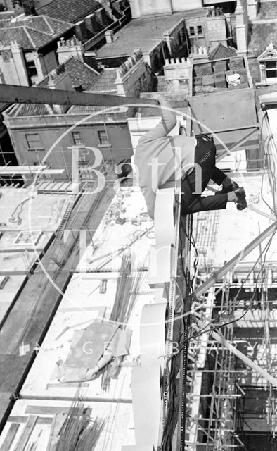 View from the crane above Arlington House, Stall Street, Bath c.1960