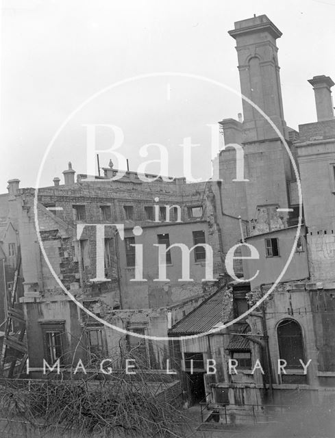 The bomb-damaged shell of the annex to the Mineral Hospital, Bath c.1955